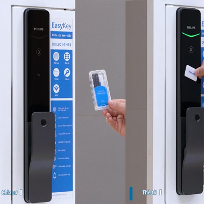 [CHÍNH HÃNG] Khóa cửa thông minh Philips DDL801-5HBS – Điều khiển từ xa, vân tay, thẻ từ, mật khẩu, chìa cơ, tích hợp chuông cửa