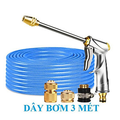 Bộ dây vòi xịt nước rửa xe,tưới cây ,tăng áp 3 lần,loại 3m,5m 206701-2 đầu đồng,cút đồng,nối đ+ túi đựng bút