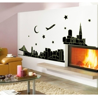 Decal dán tường Dạ quang thành phố đêm AmyShop DDQ003 (70 x 200 cm)