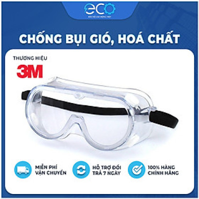Kính bảo hộ lao động 3M cao cấp Mỹ 11621AF chống bụi, chống hóa chất, chống sương mờ, kính phun thuốc trừ sâu