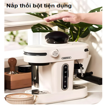 Máy pha cà phê bán tự động 3 trong 1 tích hợp xay cà phê 15 chế độ thương hiệu Mỹ cao cấp HiBREW H14 - Hàng Nhập Khẩu