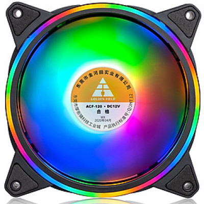 Quạt tản nhiệt, Fan Case Led Golden Field Ring+inner RGB (FIX) - S01 RGB cao cấp , các mầu cố định hiệu ứng _ Hàng chính hãng