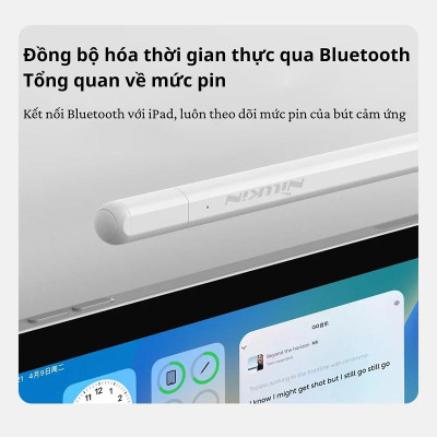 Bút cảm ứng hỗ trợ tì tay, siêu mượt cho iPad đời 2018 trở lên hiệu Nillkin iSketch S3 cho iPad Air Pro 11 12.9 13 Air 4 5 6 2018 10.2 - Hàng nhập khẩu