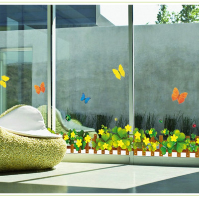 Decal dán chân tường Hoa dừa cạn vàng AmyShop DCT027 - 2 bộ ( 25 x 370 cm )