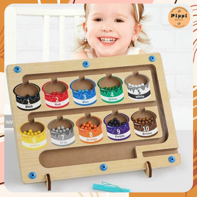 Bảng Gỗ Nam Châm Montessori Hình Hũ Kẹo Cho Bé Phân Biệt Màu Sắc Và Số Đếm