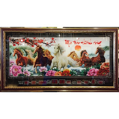 Tranh đồng hồ vạn niên mã đáo thành công - MS121