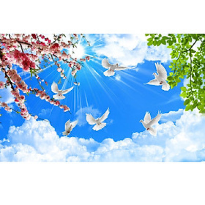 Tranh trần nhà 3D hoa anh đào 3 TN53