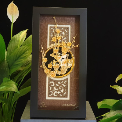 Tranh hoa mai dát vàng (13x26cm) MT Gold Art- Hàng chính hãng, trang trí nhà cửa, phòng làm việc, quà tết ý nghĩa, tặng sếp, đối tác, khách hàng, tân gia, khai trương 