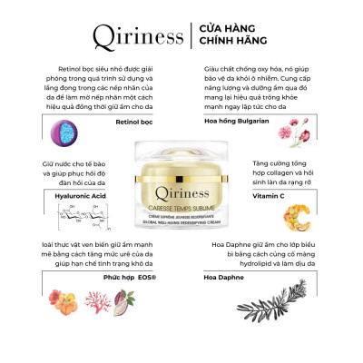 Kem dưỡng ban ngày chống lão hóa phuc hồi da nguồn gốc thiên nhiên Qiriness Global Well-Aging Redensifying Cream 50ml