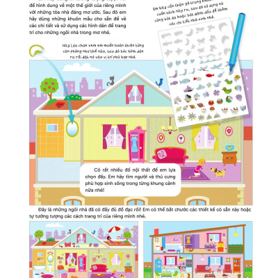 Sách - Trang Trí Ngôi Nhà - Với Gần 600 Miếng Dán Và Khuôn Hình Sáng Tạo - Bìa Cứng