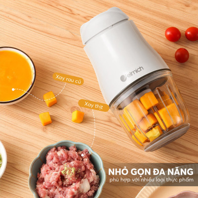 Máy xay thịt, xay thực phẩm cho bé Elmich CHE-8665, 6 lưỡi inox 304 xay nhanh, nhuyễn mịn, đảo trộn đồng đều các loại thực phẩm, an toàn tuyệt đối với trẻ nhỏ - Hàng chính hãng