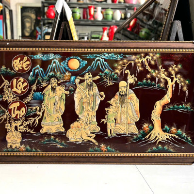 Tranh Sơn Mài - PHÚC LỘC THỌ | Đắp Nổi Thủ Công | Size 60x120 cm | Biểu Tượng Phúc Đức – Tài Lộc – Trường Thọ