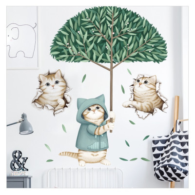 Sticker Giấy Dán Tường Decal Dán tường Tranh Dán Tường Trang Trí Tường Mẫu Những Chú Mèo Cute ZH101