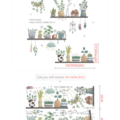 Sticker Giấy Dán Tường Decal Dán tường Tranh Dán Tường Trang Trí Tường Mẫu Kệ Hoa Lá Phong Cách Vintage ZDB-2284