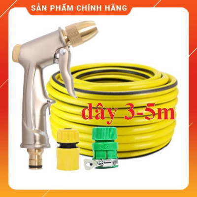 ️ Bộ dây vòi xịt nước rửa xe, tưới cây , tăng áp 3 lần, loại 3m, 5m 206701-1Qđầu đồng, cút, nối PE, d.vàng