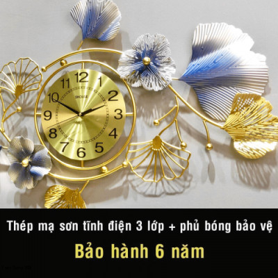 Đồng Hồ Treo Tường Trang Trí Decor DC22 quartz hoa mai vàng kim trôi hiện đại cỡ lớn