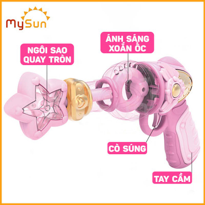 Súng đồ chơi trẻ em có đèn nhạc cho bé gái biến hình công chúa phép thuật tặng PIN