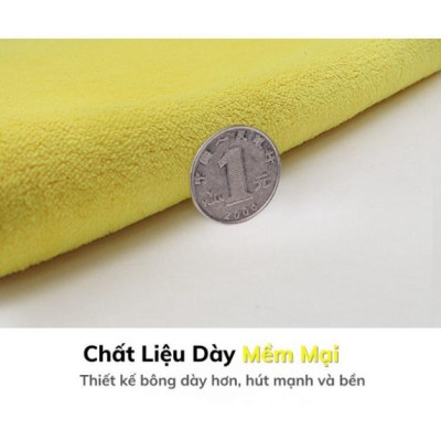 Khăn Lau Xe Hơi Màu Vàng 2 Lớp Cao Cấp Chất Liệu Microfiber Siêu Thấm Hút Vệ Sinh Ô Tô Ruffo Kích Thước 30x30 cm