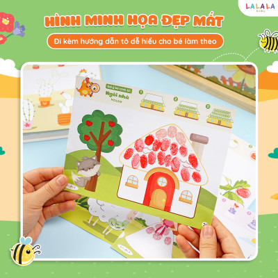 Bộ Tranh Tô Màu Vân Tay Cho Bé - Vân Tay Diệu Kỳ Finger Painting Kèm Màu Vân Tay - Lalala Baby