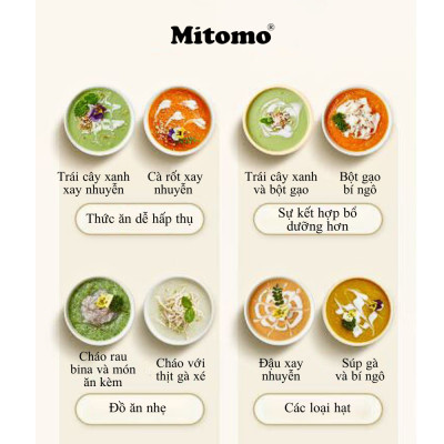 Máy xay ăn dặm cho bé, xay thịt đa năng Mitomo MT-350 - Hàng chính hãng