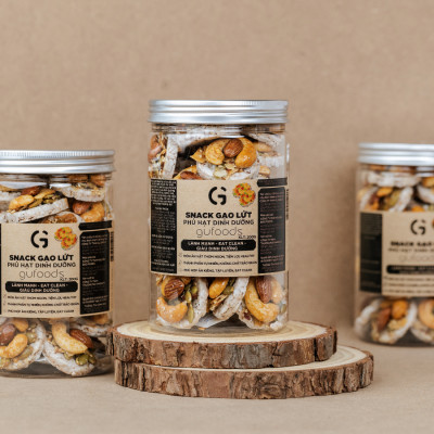 Snack gạo lứt phủ granola siêu hạt GUfoods - Bữa ăn nhẹ tiện lợi, Giàu dinh dưỡng, Ăn vặt healthy, Eat clean, Thuần chay