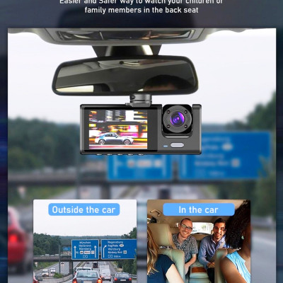 Camera Hành Trình Wifi 2 Mắt Màn Hình IPS FHD 1080P 30fps IR/Mic Kết Nối Android/iOS