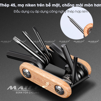 Lục Giác Sửa Chữa Xe Đạp Đa Năng ESL-81, Nhỏ Gọn, Gấp Gọn, 8 Trong 1, Chất Liệu Thép 43 Không Gỉ, Dùng Cho Xe Đạp - Mai Lee