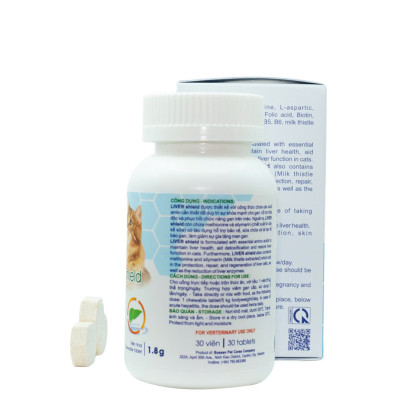 BOSSEN - LIVER shield (cats) Hỗ Trợ giải độc cho Mèo và Phòng Táo Bón - Hộp 30 viên