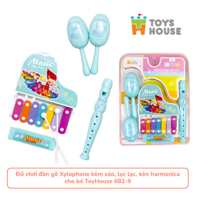 Đồ chơi đàn gõ Xylophone kèm sáo, lục lạc, kèn harmonica - Đồ chơi âm nhạc cho bé ToyHouse 682-9