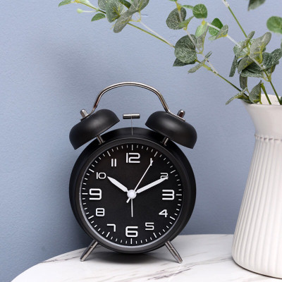 Đồng hồ báo thức 2 quả chuông kèm đèn kiểu cổ điển để bàn tiện lợi