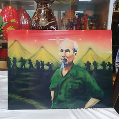 Tranh sơn mài Bác Hồ hàng quân size 30x40 cm