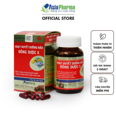 [COMBO 3 HỘP] Viên uống hoạt huyết dưỡng não Đông Dược 5 Asia Pharma hỗ trợ thiểu năng tuần hoàn não - Hộp 30 viên