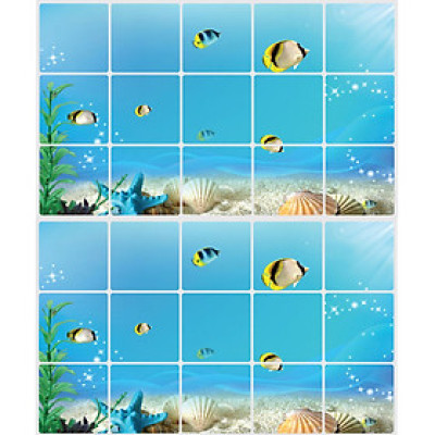 Combo 02 Decal dán tường Dán Bếp cá mặt trăng