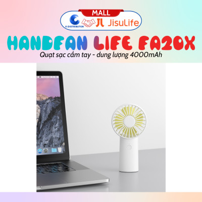 Quạt sạc cầm tay mini JisuLife HandFan Life3 FA20X Pin4000mAh, Sạc Nhanh, vỏ ABS - Hàng chính hãng