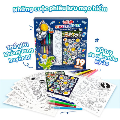 Đồ Chơi Bộ Sticker Nghệ Thuật Và Bút Marker - Dinosaur & Galaxy CLEVERHIPPO SS02