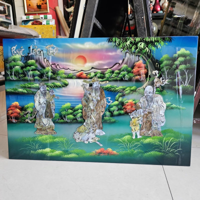 Tranh sơn mài - PHÚC LỘC THỌ - Size 40x60 cm - Khảm cừ cao cấp