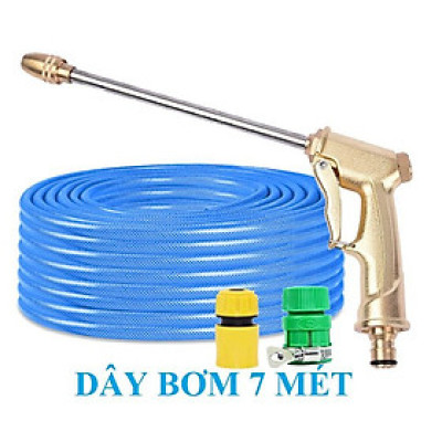 ️ Bộ dây vòi xịt nước rửa xe, tưới cây , tăng áp 3 lần, loại 7m, 10m 206701-3 đầu đồng,cút,+ khăn phượt