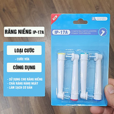 Cho máy Oral B, răng niềng, Set bộ 4 đầu bàn chải đánh răng điện New IP-17A cho răng niềng Minh House-Hàng chính hãng