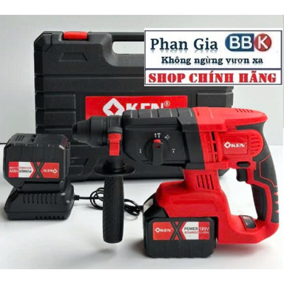 [LOẠI 1] Máy Khoan Bê Tông Pin KEN 199V - Bộ 2 PIN 15 CELL  Động Cơ Không Chổi Than 3 Chức Năng Chân Pin Phổ Thông