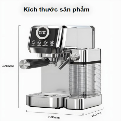 Máy pha cà phê Espresso bán tự động Espresso, Latte, Cappuccino thương hiệu Mỹ cao cấp HiBREW H13A - Hàng Nhập Khẩu