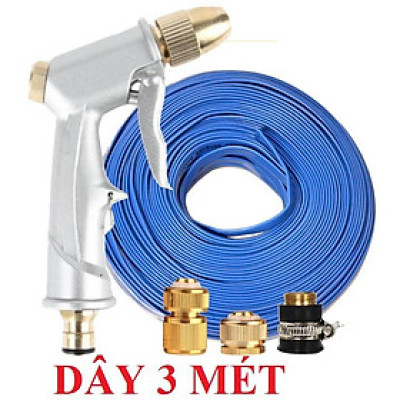 ️ Bộ dây vòi xịt nước rửa xe,tưới cây , tăng áp 3 lần,loại 3m, 5m 206701 đầu đồng,cút đồng,nối đồng