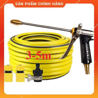 ️ Bộ dây vòi xịt nước rửa xe, tưới cây , tăng áp 3 lần, loại 3m, 5m 206318Gđầu đồng, cút, nối đen, d.vàng