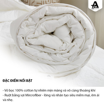 Ruột Chăn Siêu Nhẹ, Siêu Mềm Mại Và Êm Ái Màu Trắng Lông Vũ Nhân Tạo Cao Cấp A2Z HOME