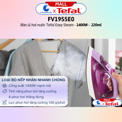 Bàn ủi hơi nước Tefal Easy Steam FV1955E0 1400W - Hàng Chính Hãng - Bảo Hành 12 Tháng