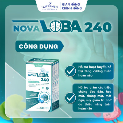 Viên uống Novaloba 240 hỗ trợ hoạt huyết, tăng cường tuần hoàn não (60 viên) - Nutramed