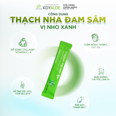 THẠCH NHA ĐAM SÂM NHO XANH HỮU CƠ KDY ALOE Hỗ Trợ Tiêu Hóa