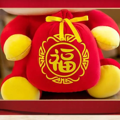 Thú nhồi bông rồng thần tài ôm túi tiền đáng yêu - Size từ 22cm đến 70cm - Quà tặng gấu bông rồng đỏ may mắn êm mịn