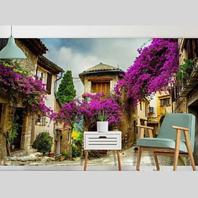 Tranh dán tường 3d hoa giấy bên hiên CA06