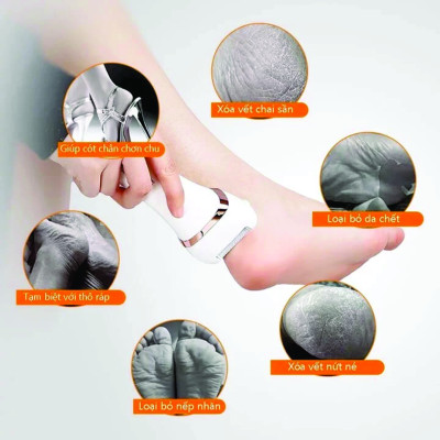 Chà Gót Chân, Máy Mài Gót Chân Tẩy Tế Bào Chết Sạc Điện 2 Tốc Độ + Tặng Bộ Dụng Cụ Chà Gót Chân 10 Món Cao Cấp Chính Hãng