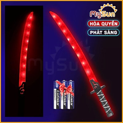 Kiếm Katana Nhật nhựa phát ánh sáng đồ chơi Samurai mini giá rẻ như thật cho bé trai tặng PIN MySun